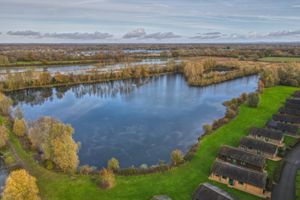 Aerial view of lodge and lake- click for photo gallery